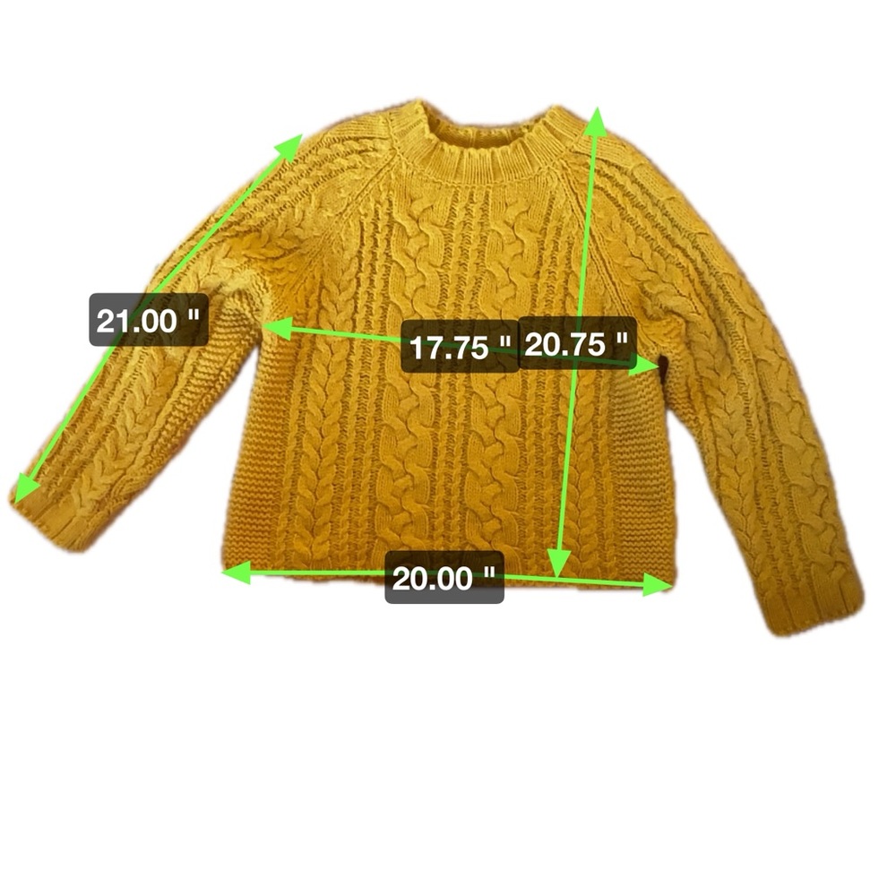 ELODIE mustard yellow chunky cable knit crew neck sweater, size XS - Picture 6 of 6